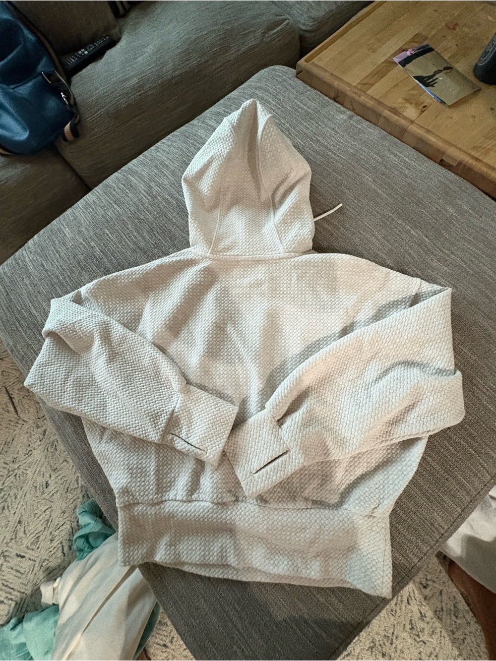 Women’s Textured Hooded Sweater - Light Beige
